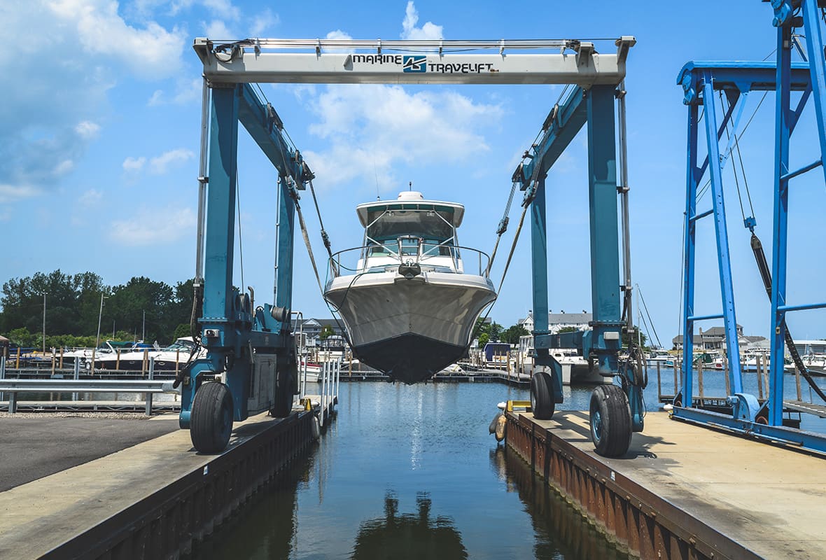Boats lifts at marina