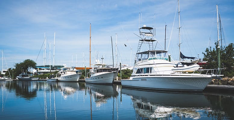 Boats docked at marina