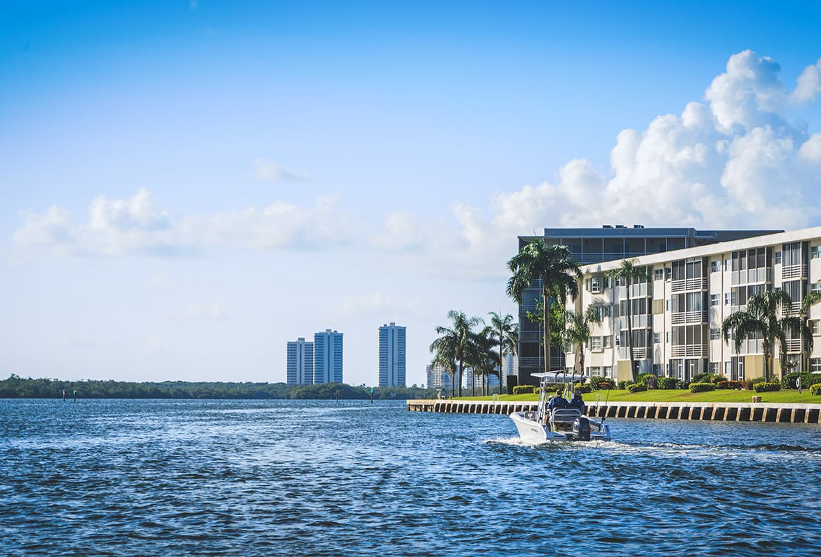 Boat traveling down waterway