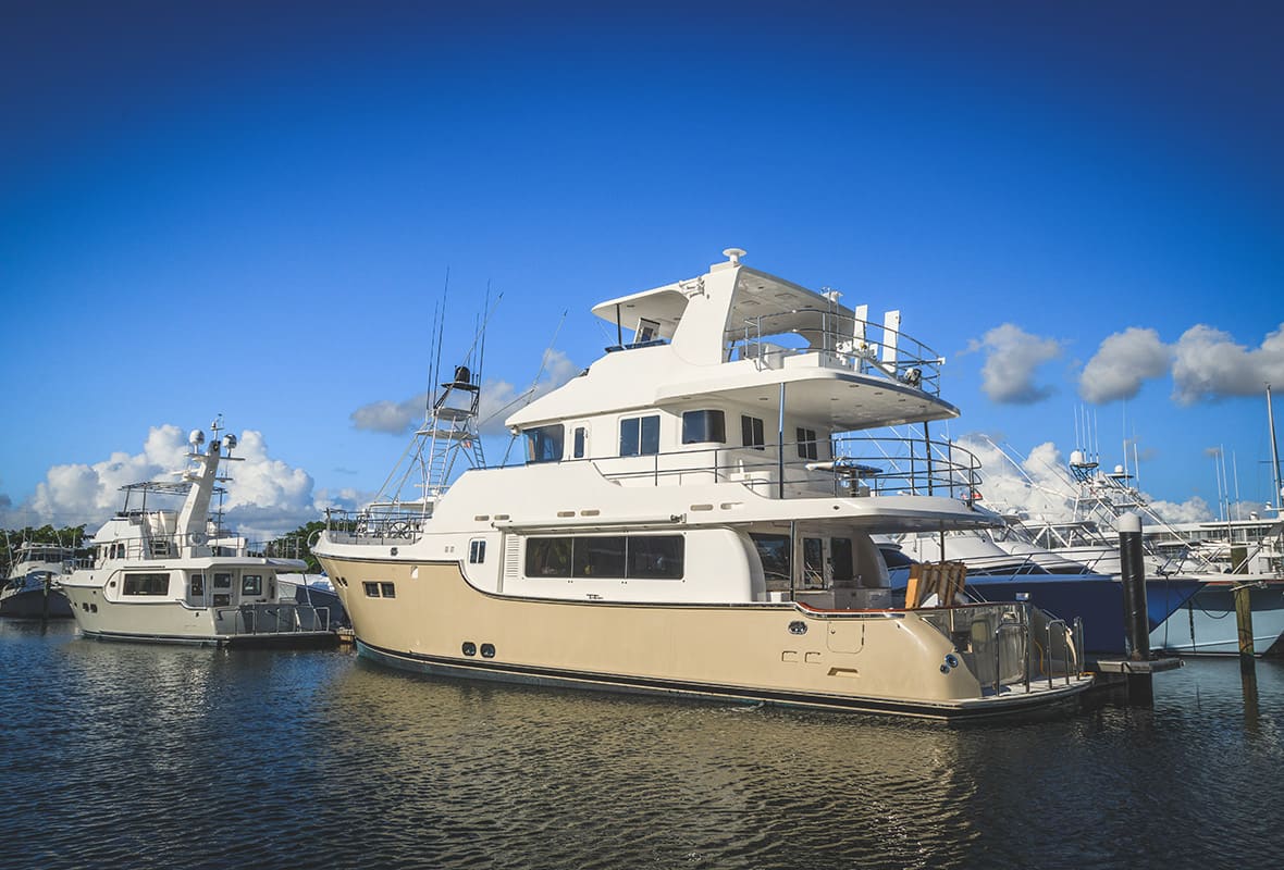 Boats docked at marina