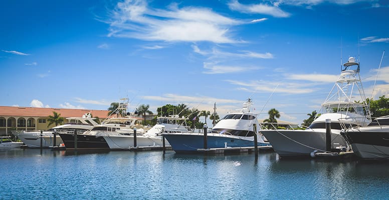 Boats docked at marina