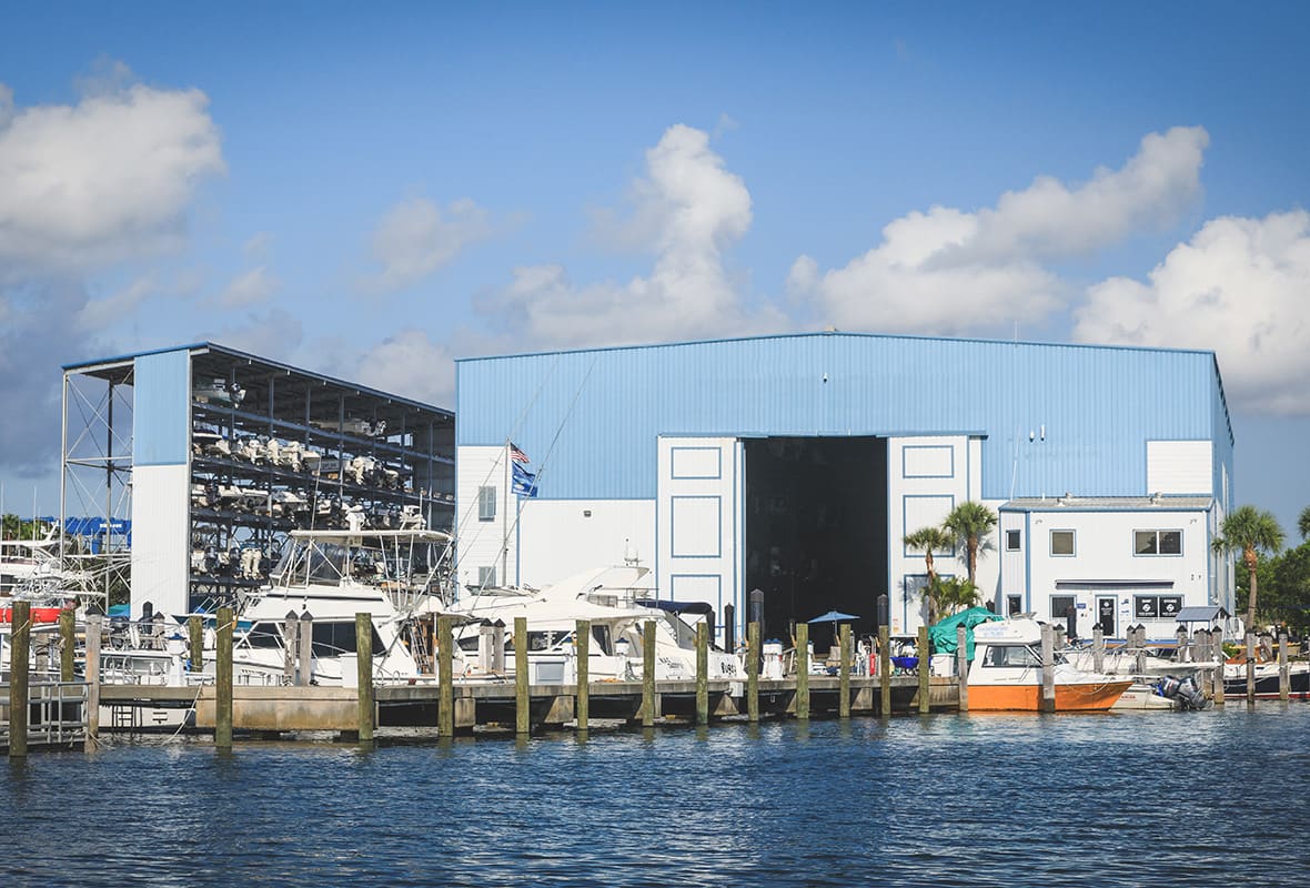 View of storage facility at marina