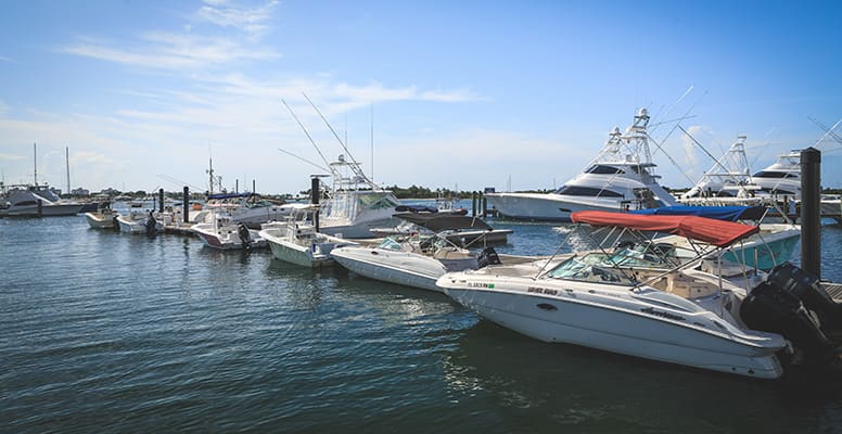 Boats docked at marina