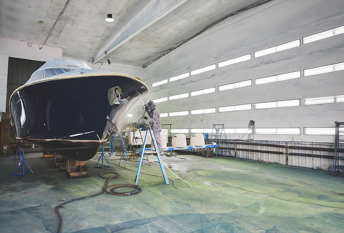 Boat being painted