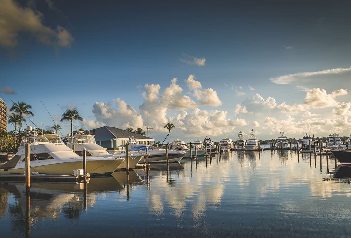 Boats docked at marina