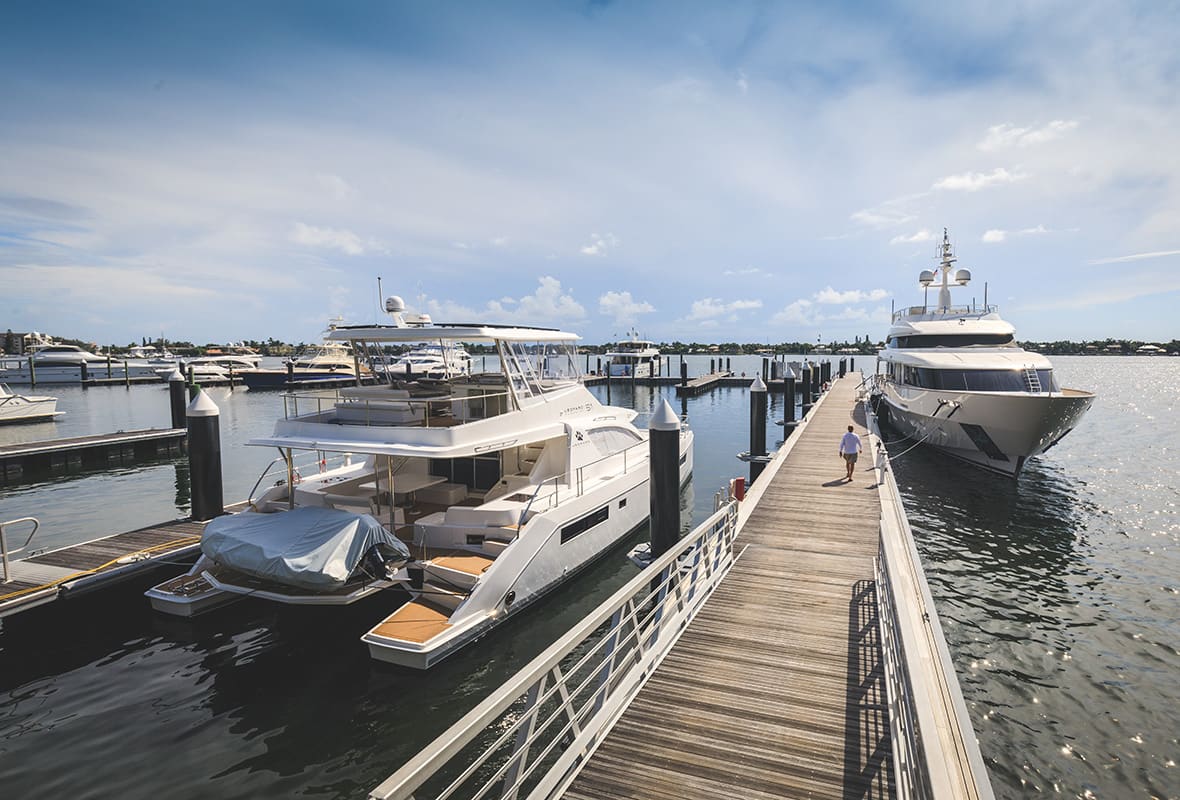 Boats docked at marina