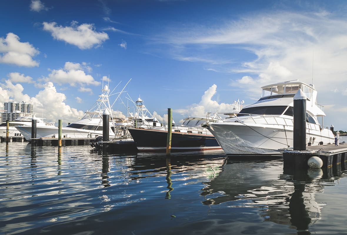 Boats docked at marina