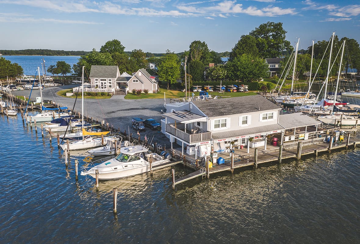 Aerial view of marina