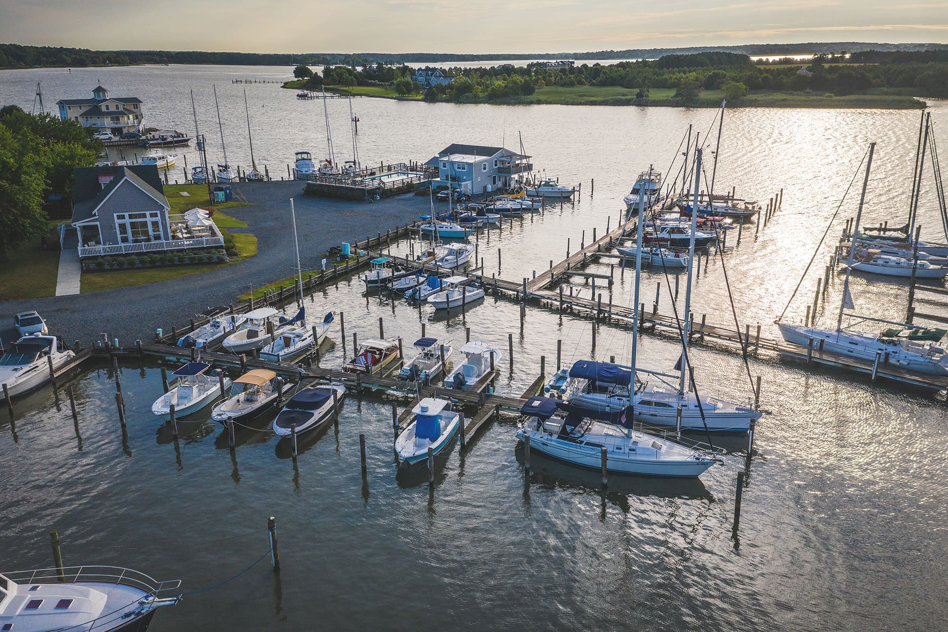 Aerial view of marina