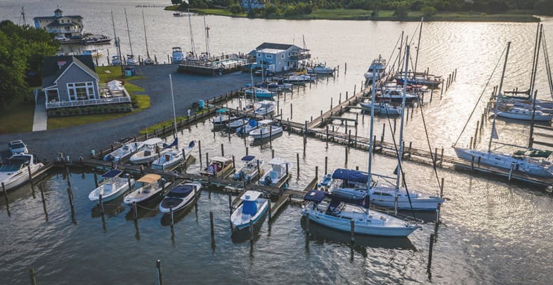 Aerial view of marina