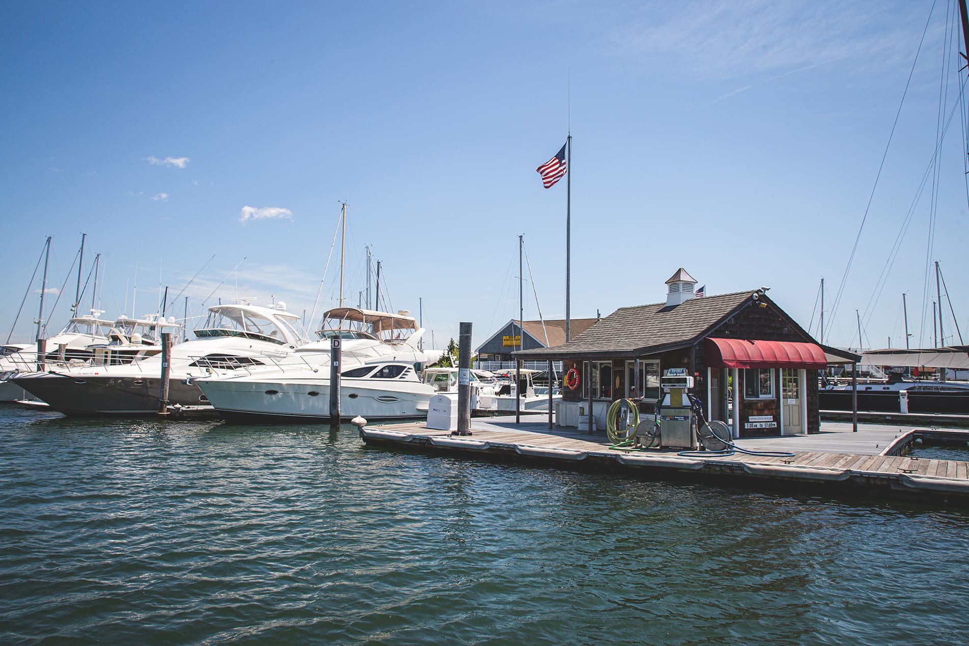 Boats docked at marina