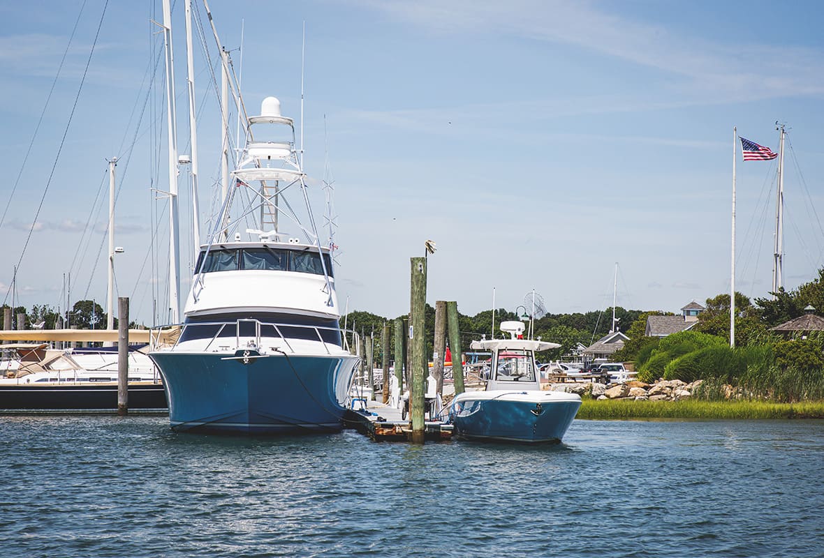 Boats docked at marina