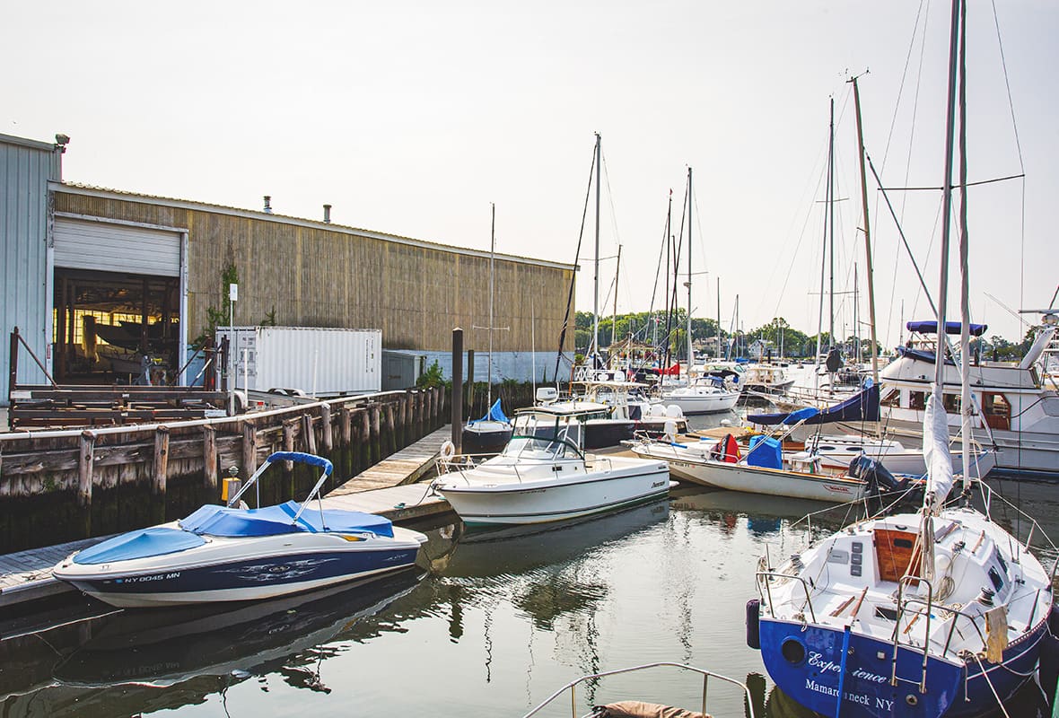 Boats docked at marina