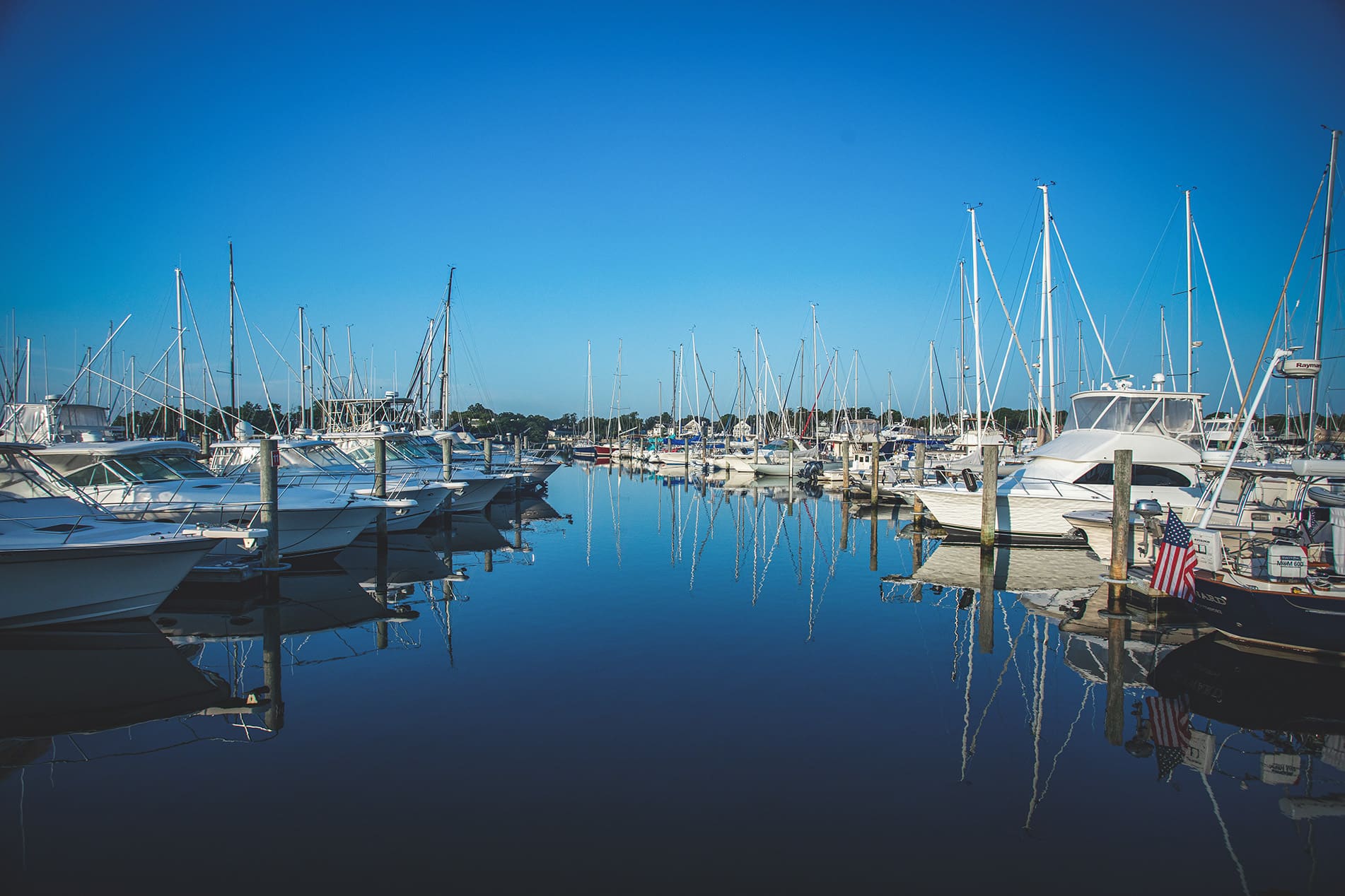 Boats docked at marina