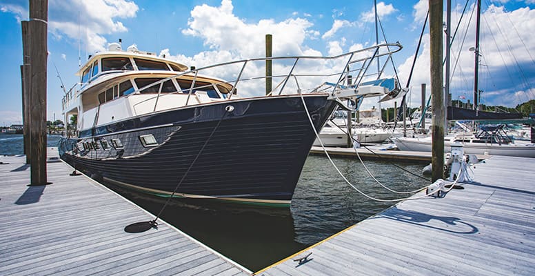 Boat docked at marina