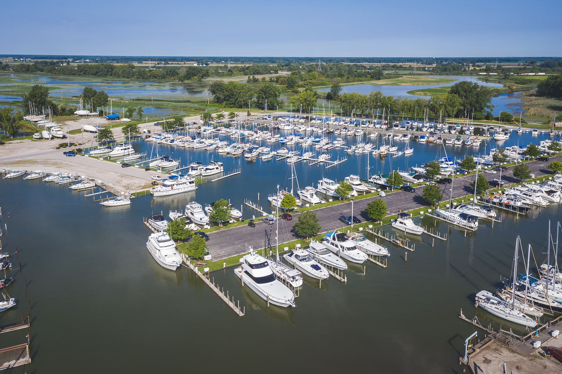 Aerial view of marina