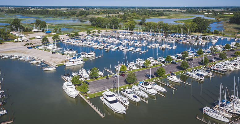 Aerial view of marina