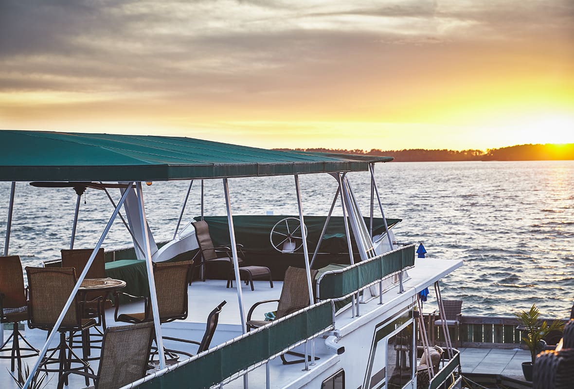 Boat docked at marina