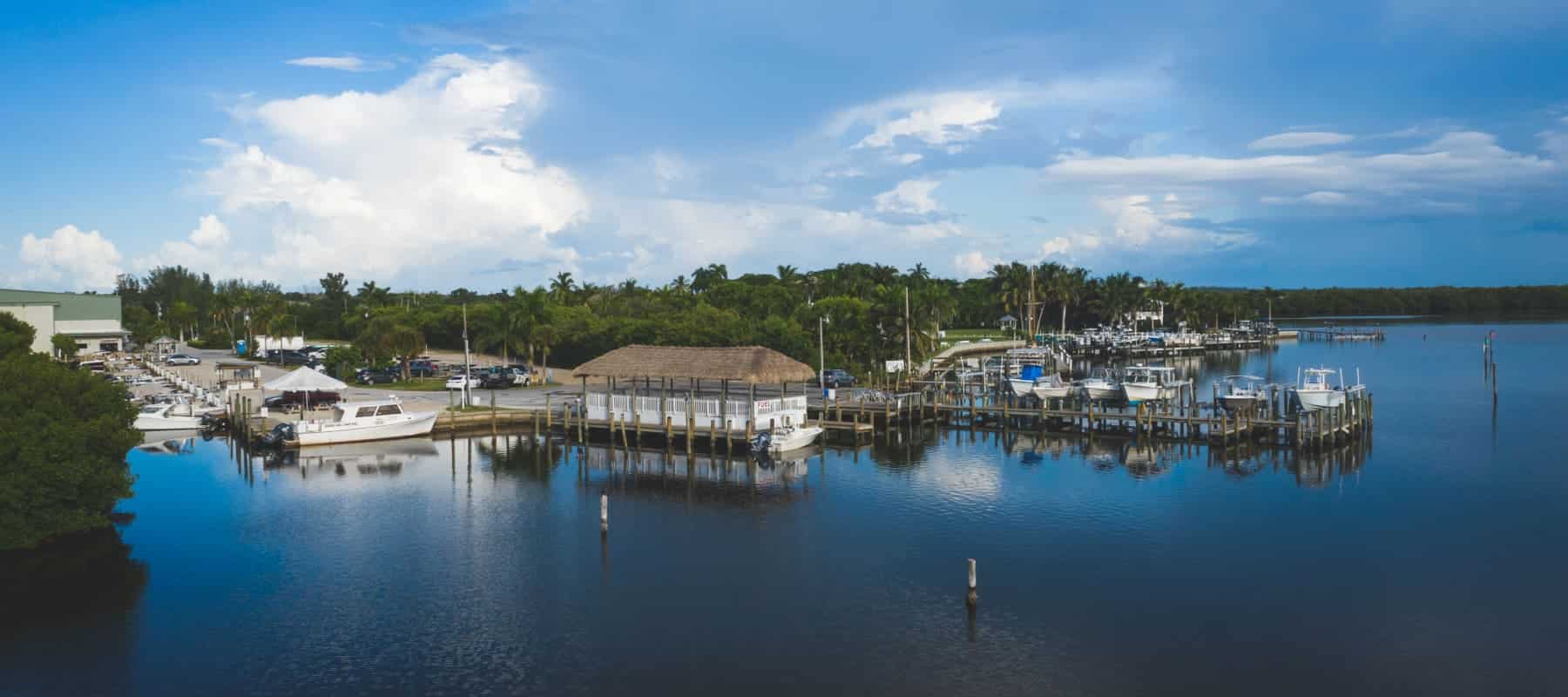 wide view of marina