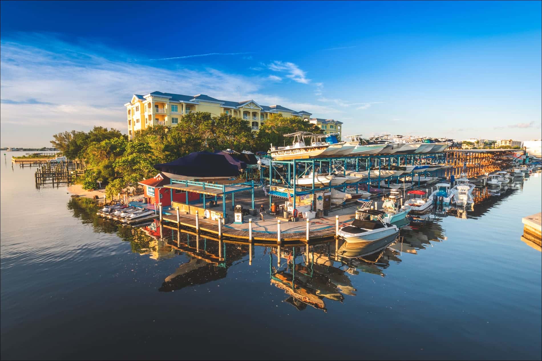 aerial view of safe harbor siesta key