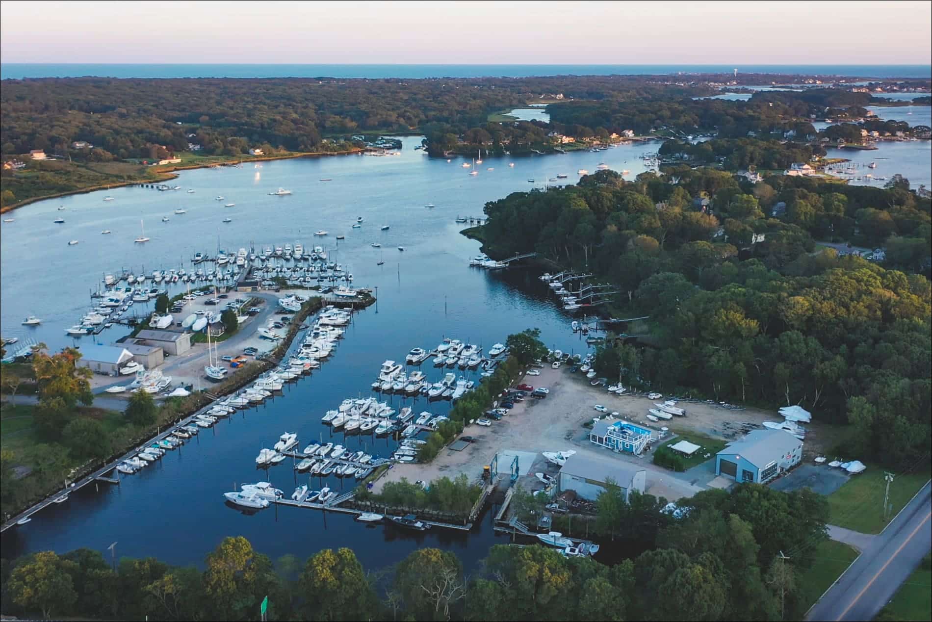 aerial view of marina