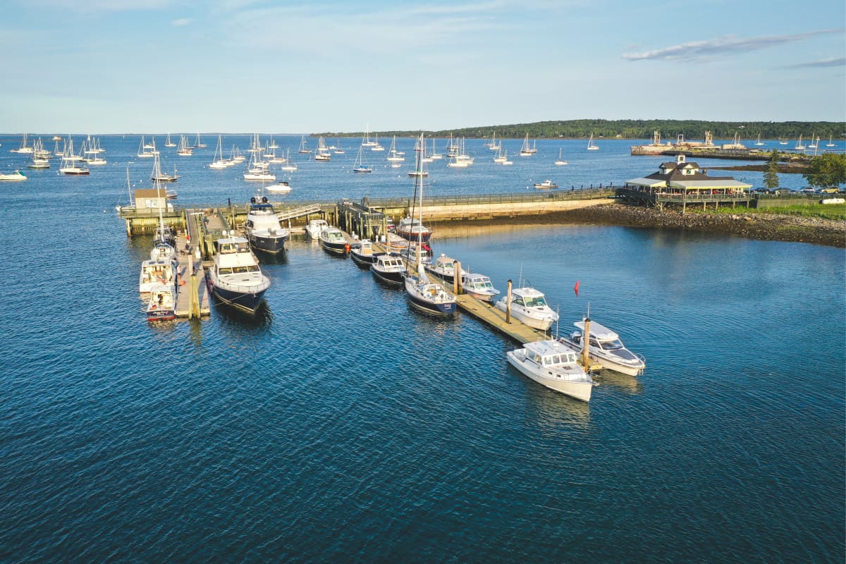 aerial view of safe harbor rockland on a sunny day
