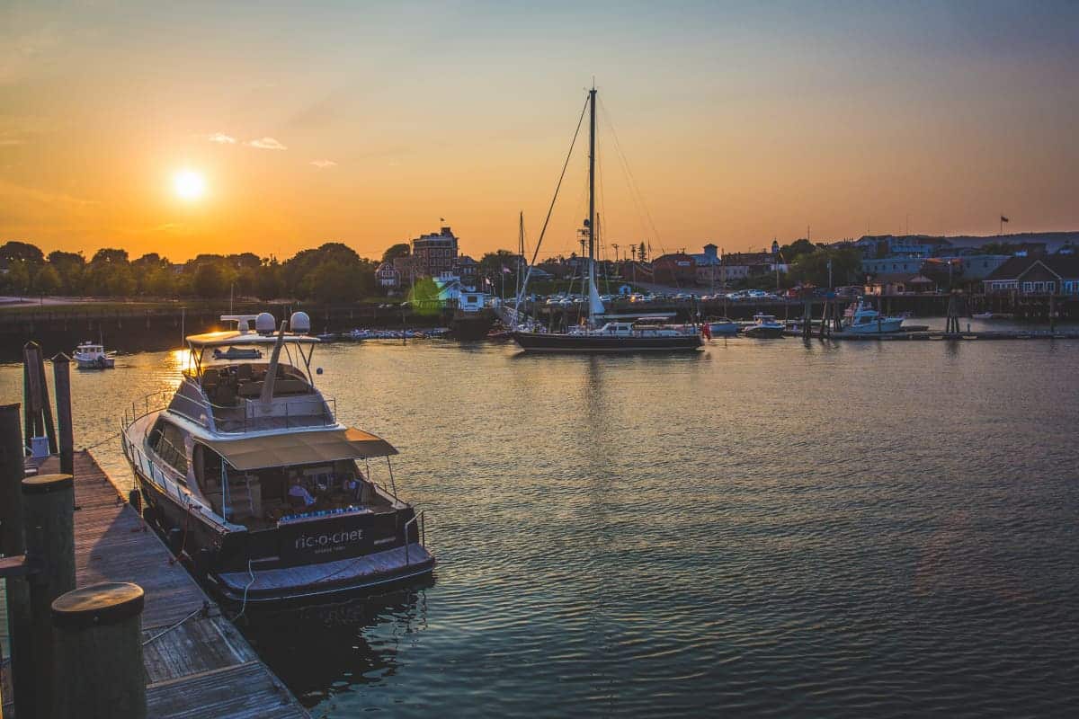 safe harbor rockland at sunset