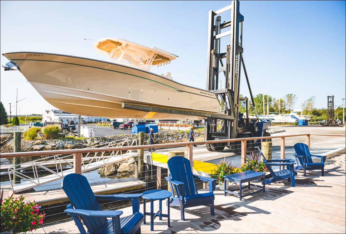 boat being lifted from water