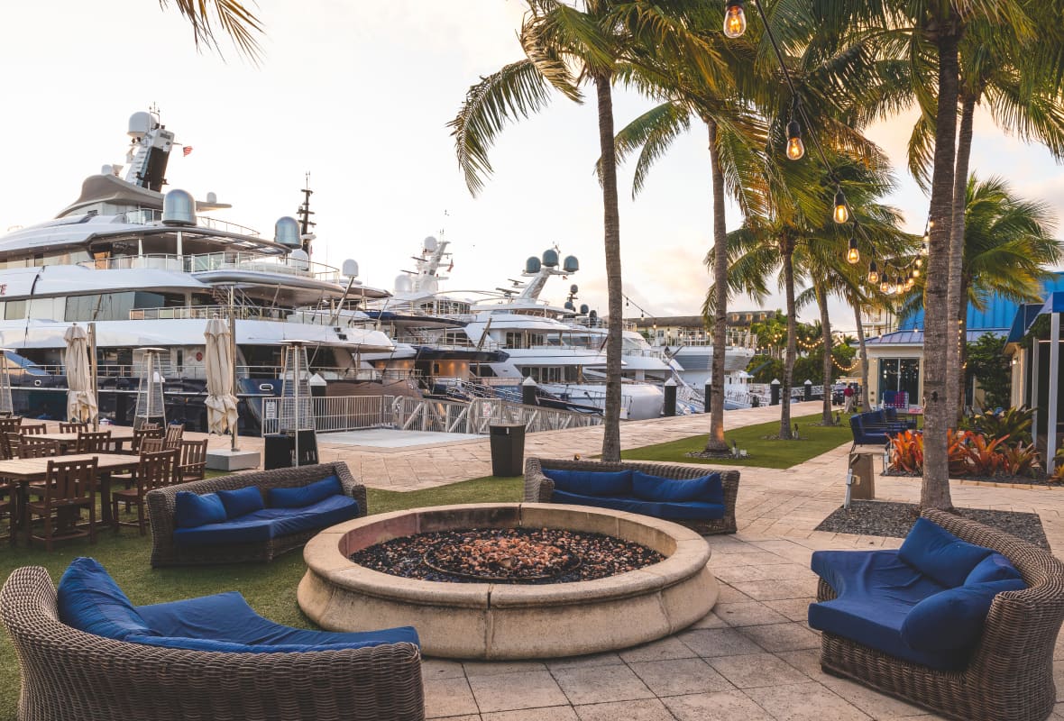 couches around a fire pit