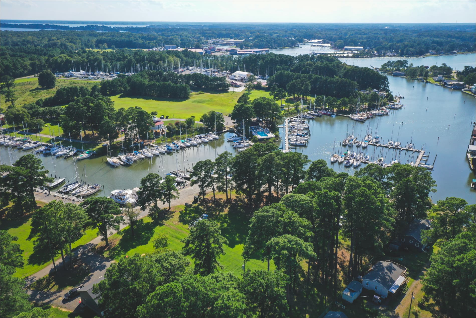 aerial view of stingray point habor
