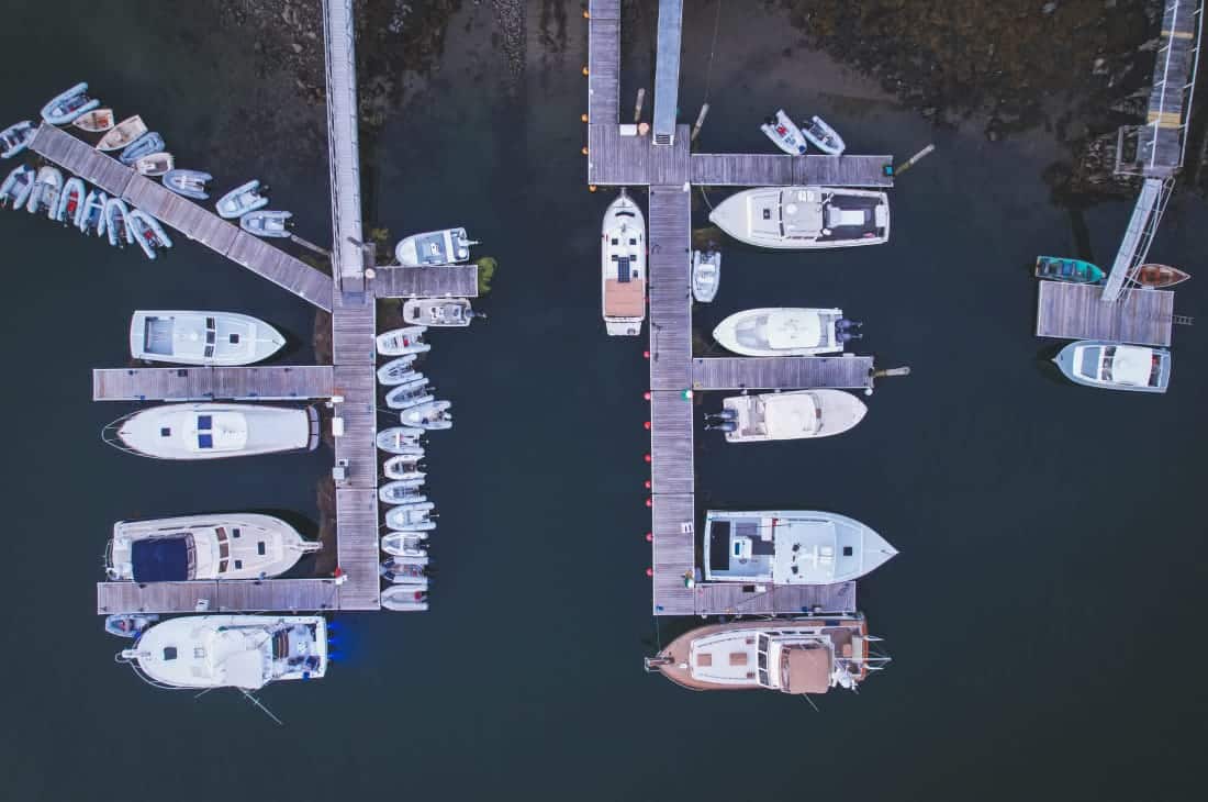 aerial view of marina