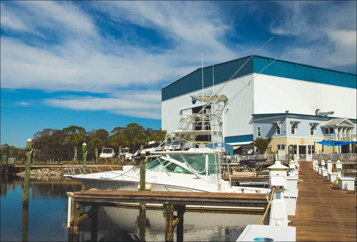 boat docked at marina