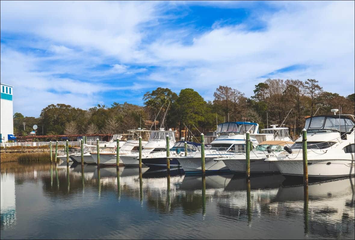 boats in slips at marina