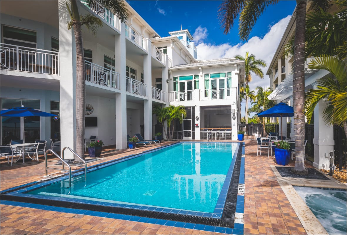 pool with yacht club