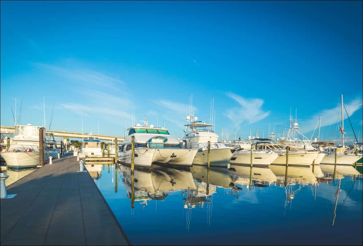 boats docked in slips