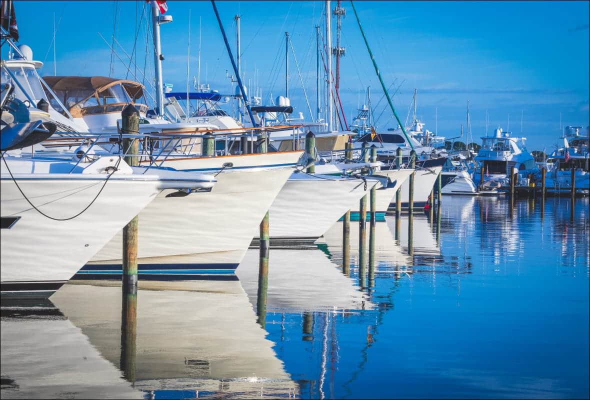 front of boats in slips