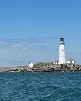 white lighthouse on a shore