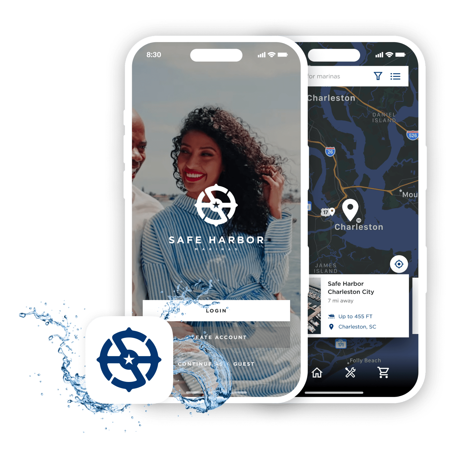 safe harbor member app mock home collage