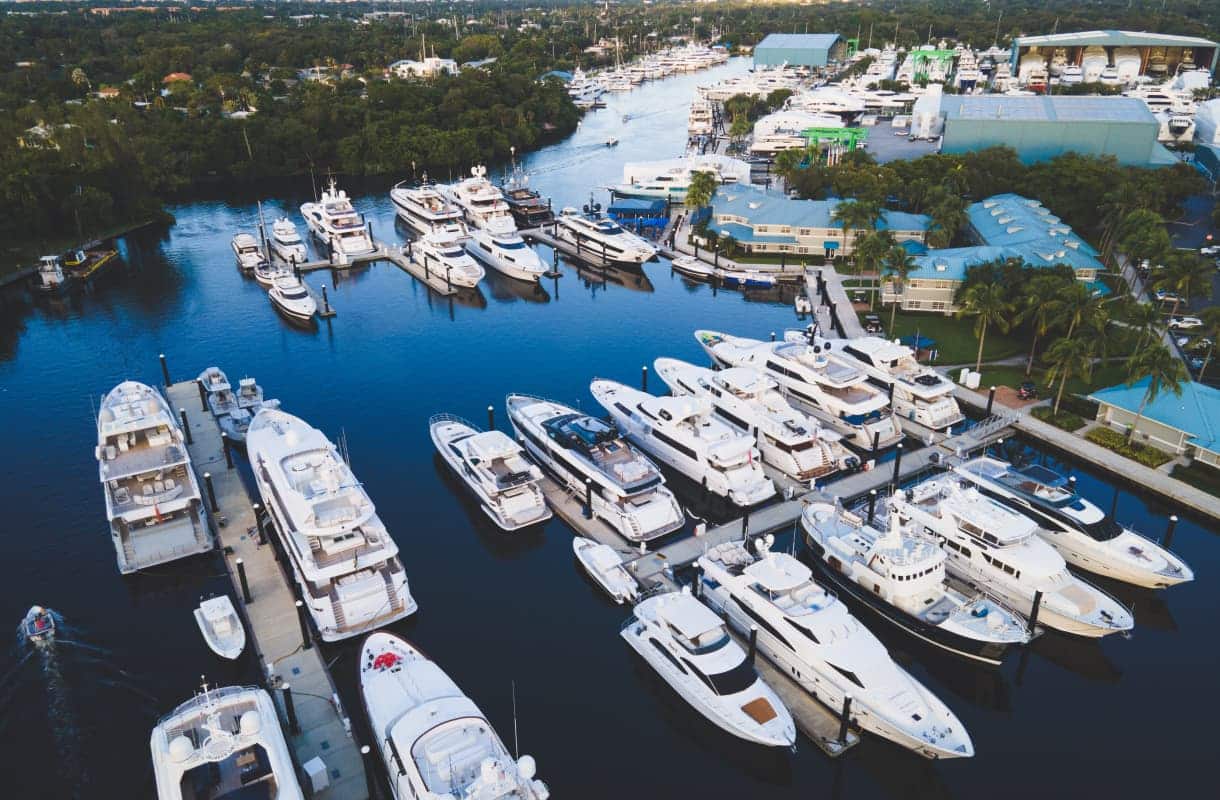 aerial view of marina