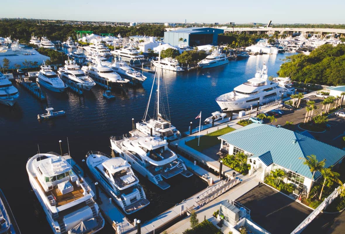 aerial view of marina