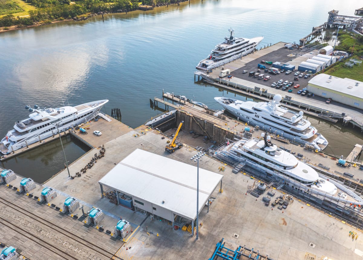 aerial view of savannah yacht center