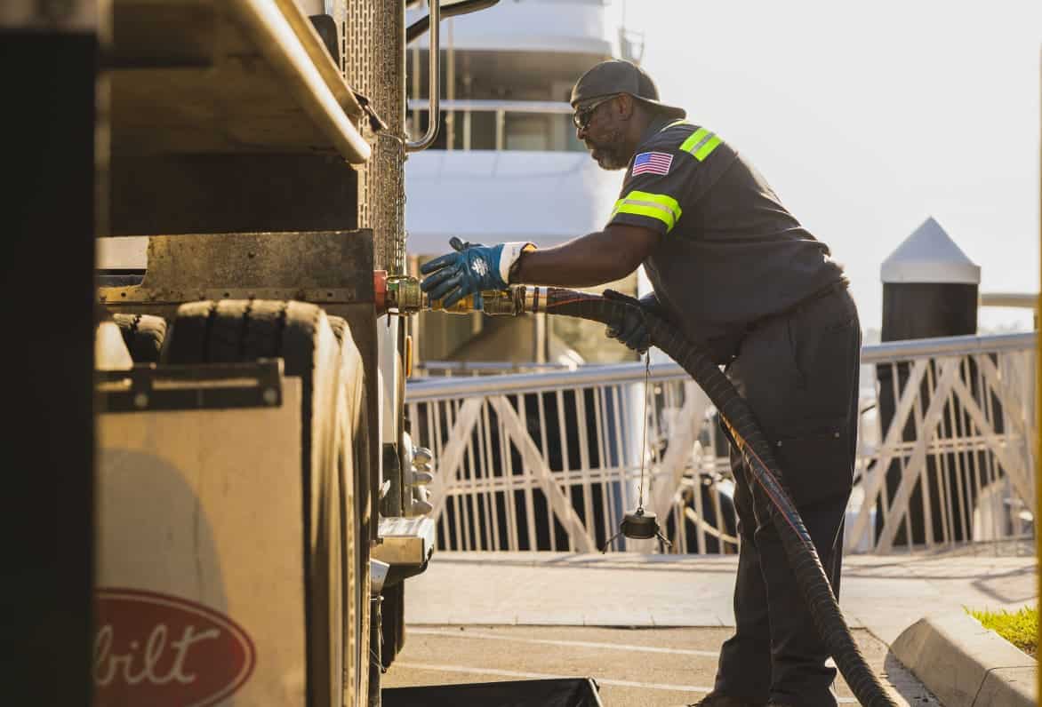 man working with fuel
