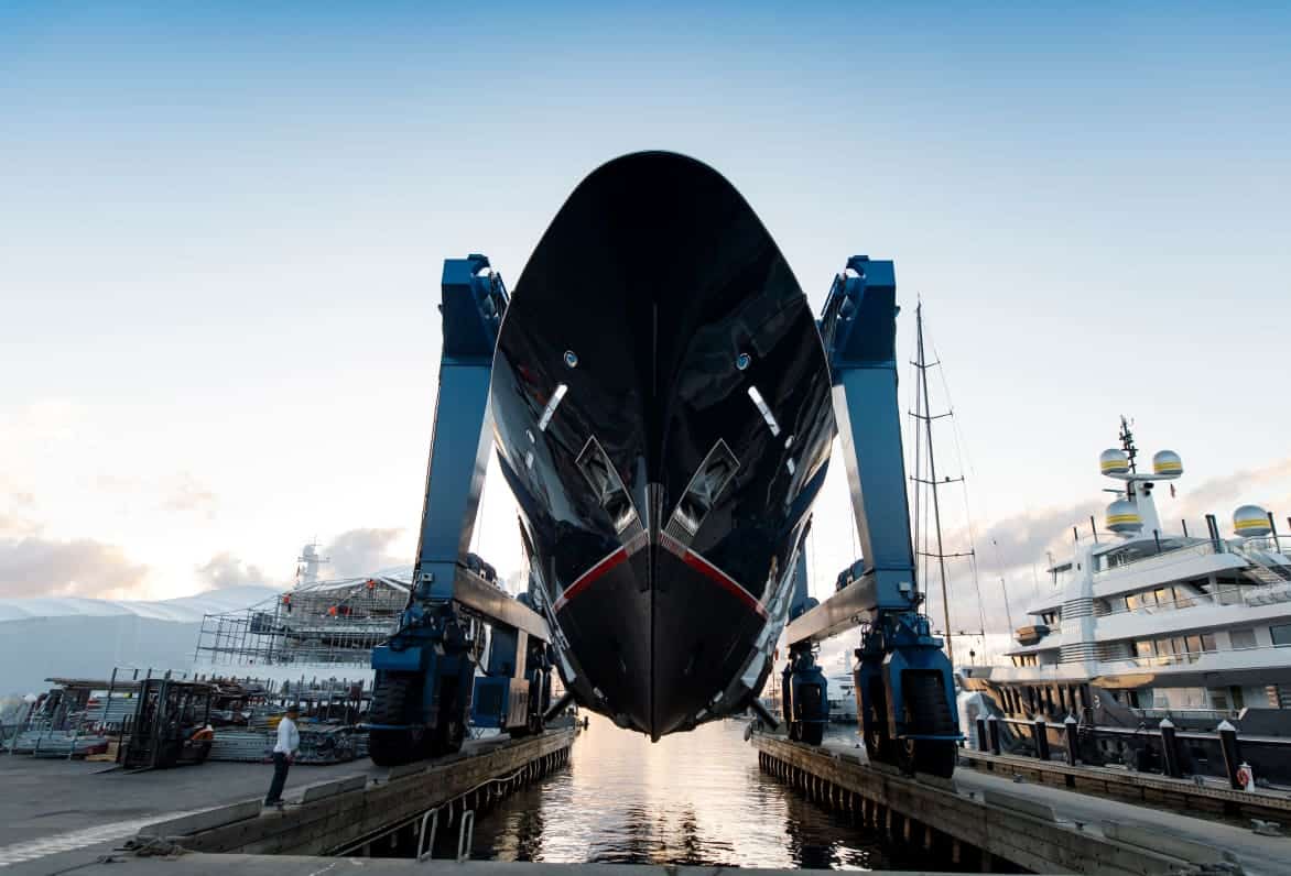 super yacht going in the water
