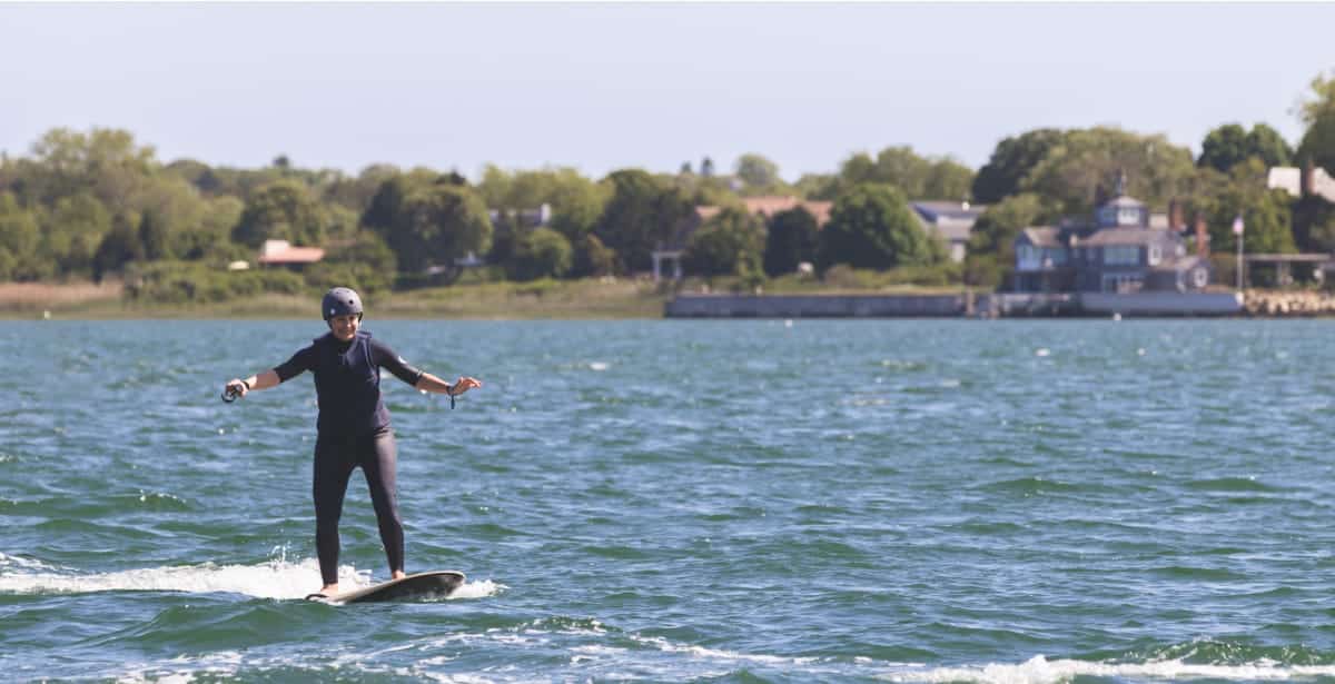 a woman surfing