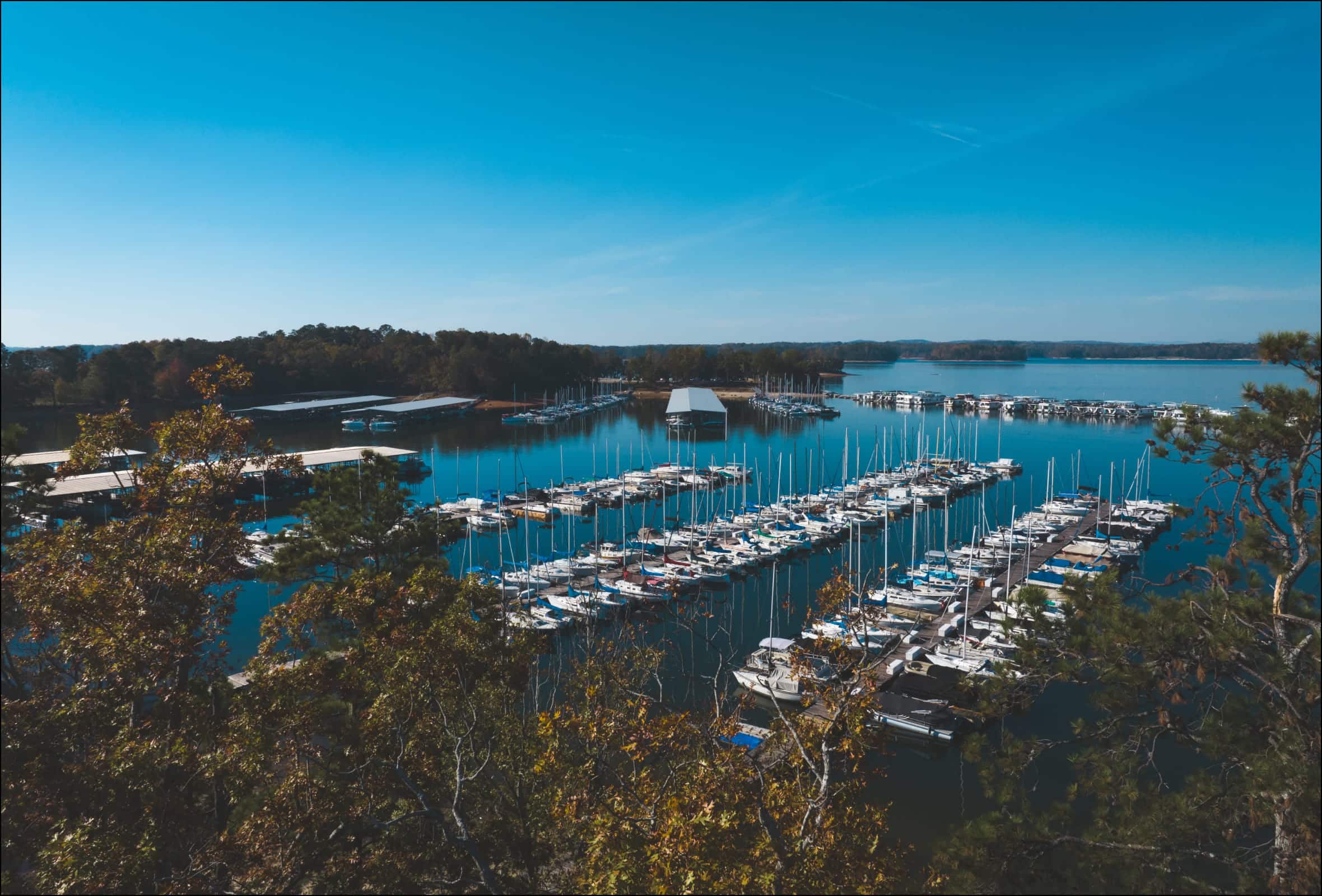 aerial view of marina
