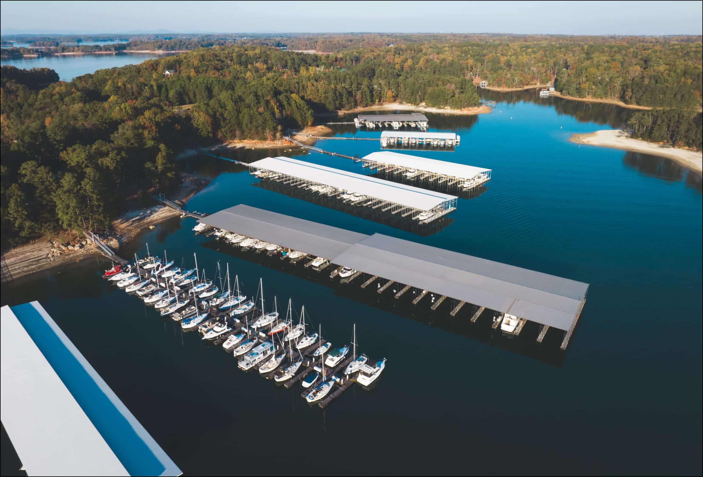 marina from above on a clear day