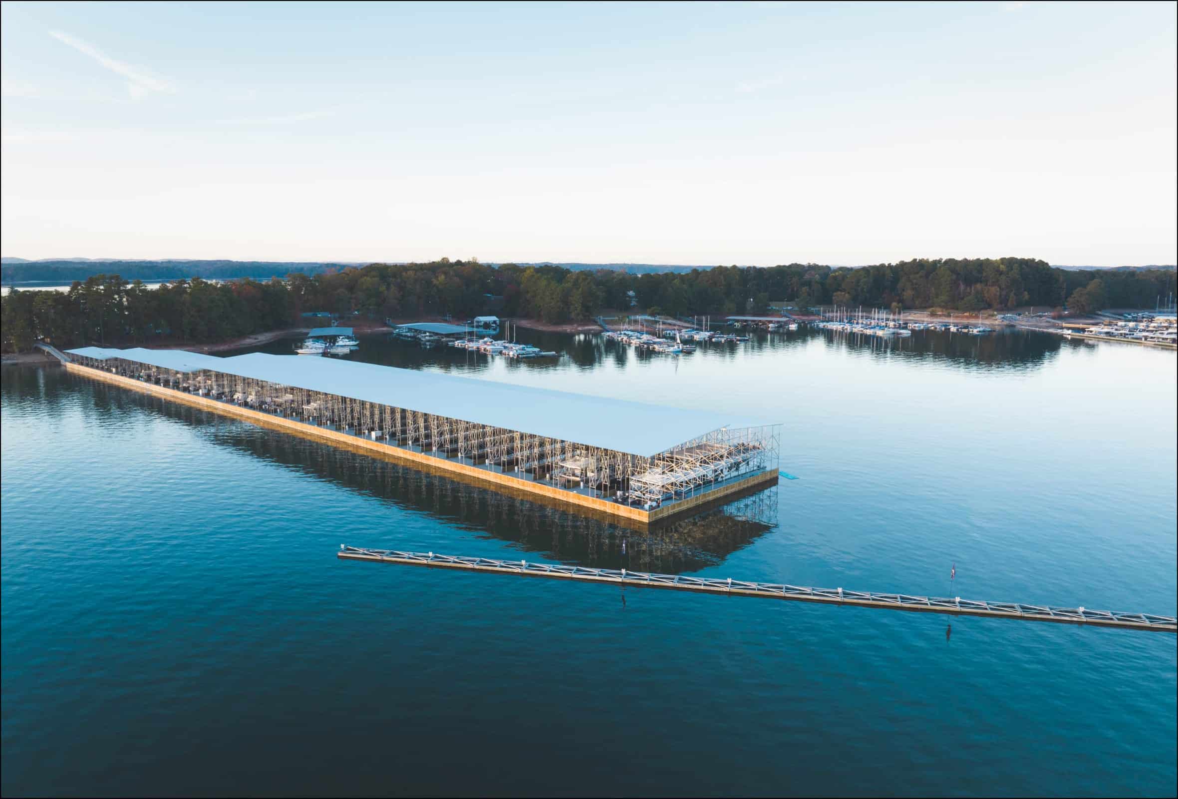 view of the slips at marina