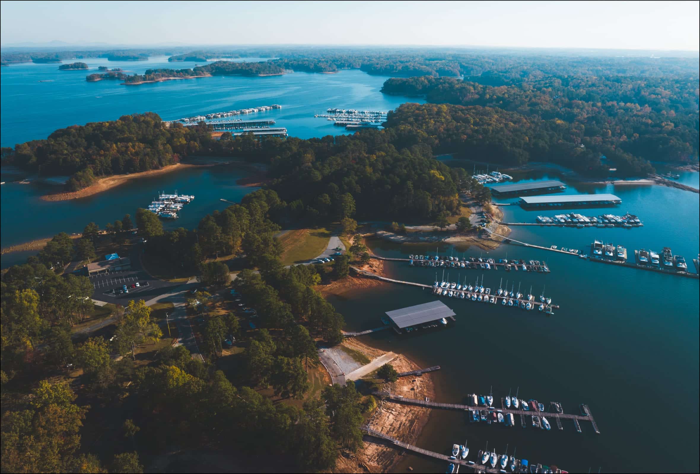 view of marina on the lake